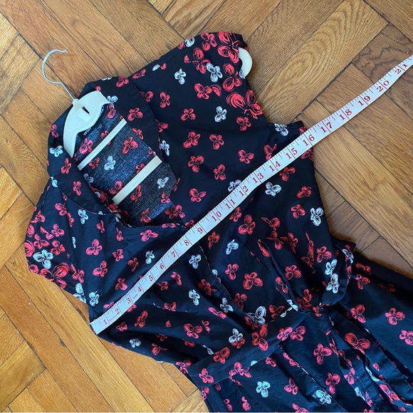 Mlle Gabrielle Black Vintage (1950’s) Dress Red and White Floral Design Small - Picture 6 of 8